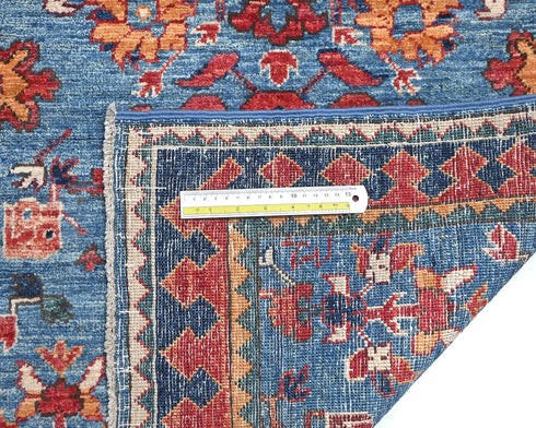 12 Ft Blue Aryana Afghan Hand Knotted Veg Dye Wool Runner Rug